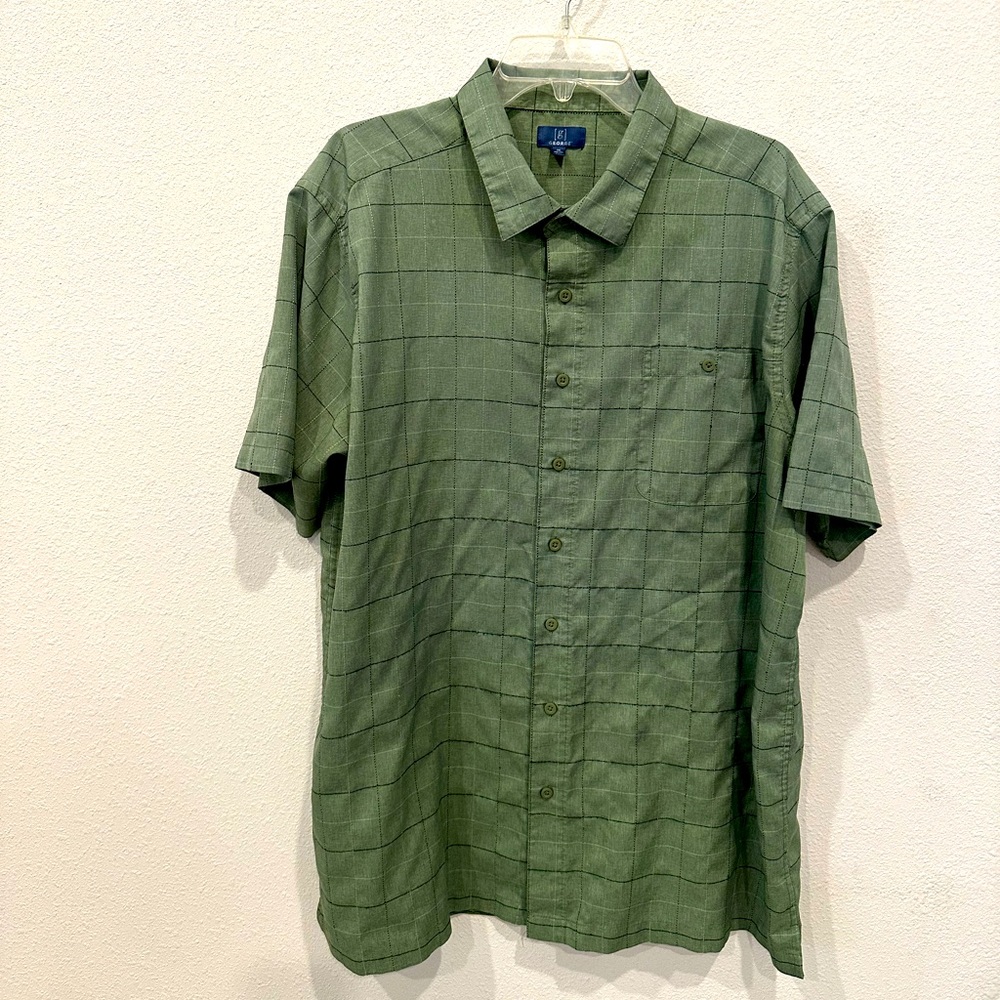 George mens short sleeve dress shirt, 2XL.